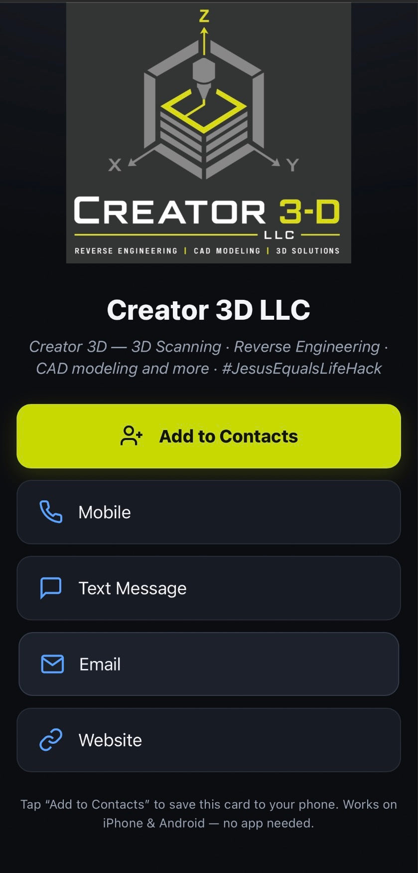 “TAP TO BUSINESS” | Custom 3D Printed NFC Business Card | Personalized Tap Card